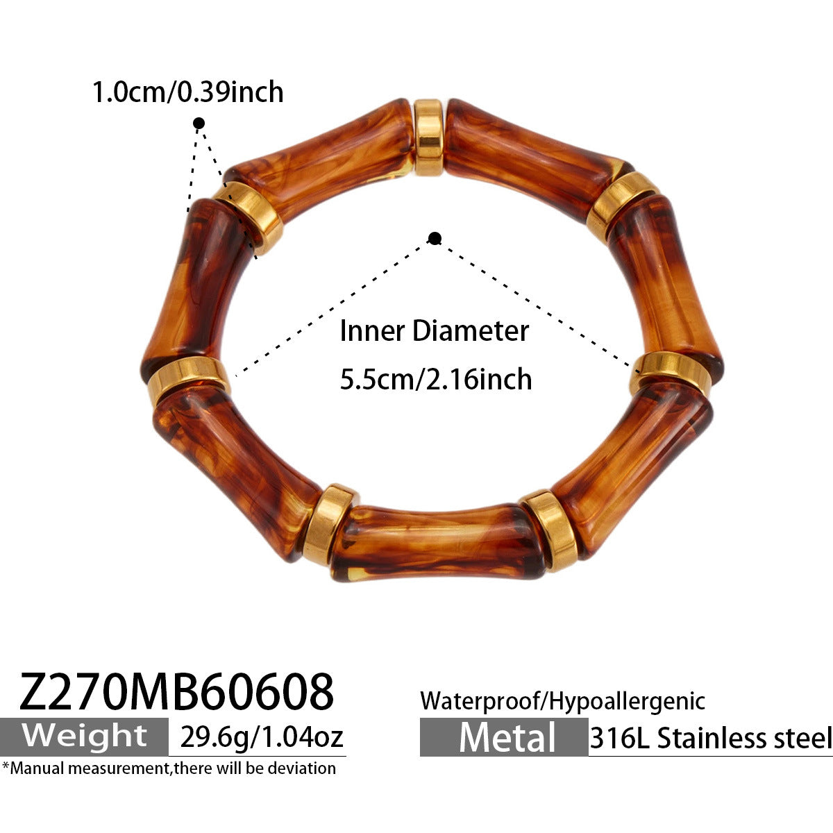 316L Stainless Steel Geometric Resin Bangle Collection made with 316L stainless steel and 18K PVD gold finish for wholesale jewelry buyers - image 15