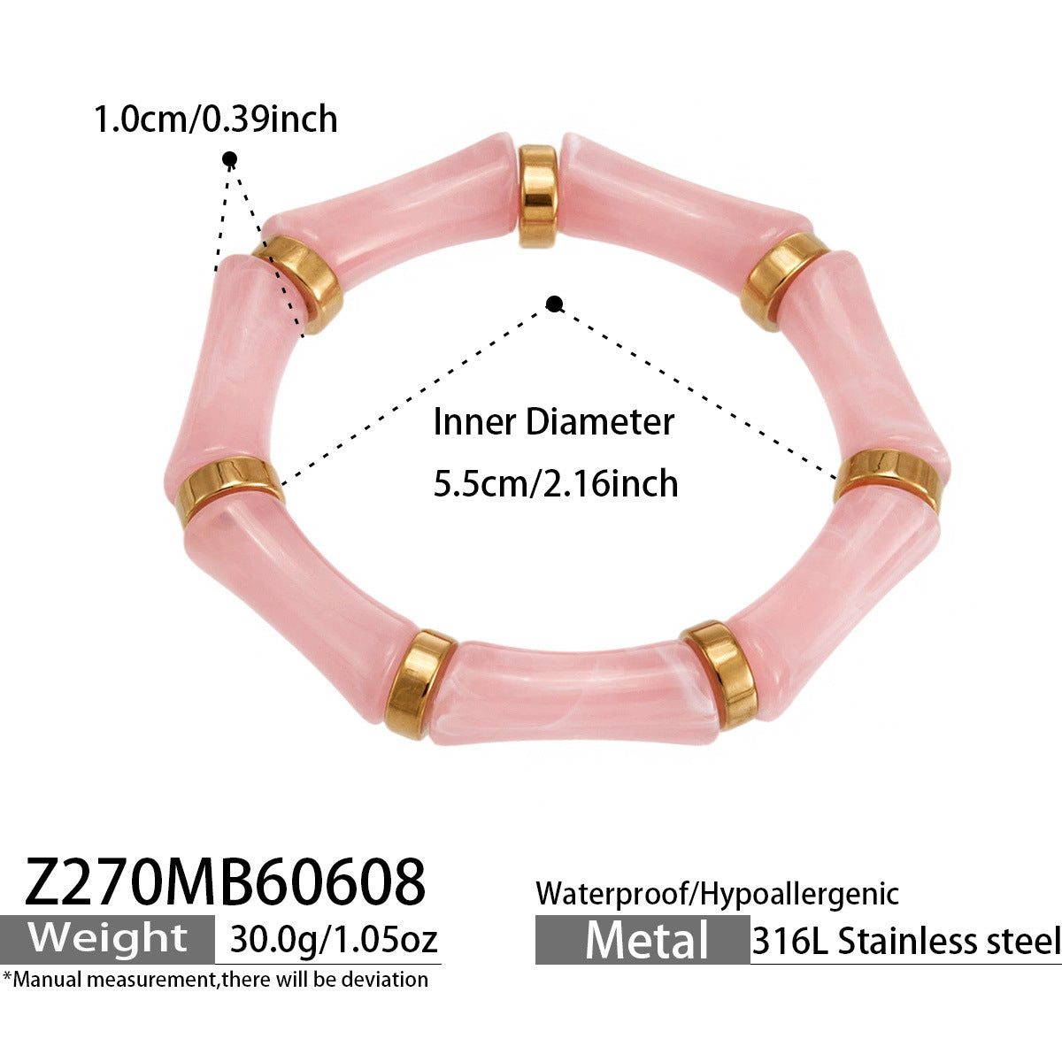 316L Stainless Steel Geometric Resin Bangle Collection made with 316L stainless steel and 18K PVD gold finish for wholesale jewelry buyers - image 18