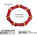 Gold Red Resin Bamboo Bangle (Z270) / Bangle