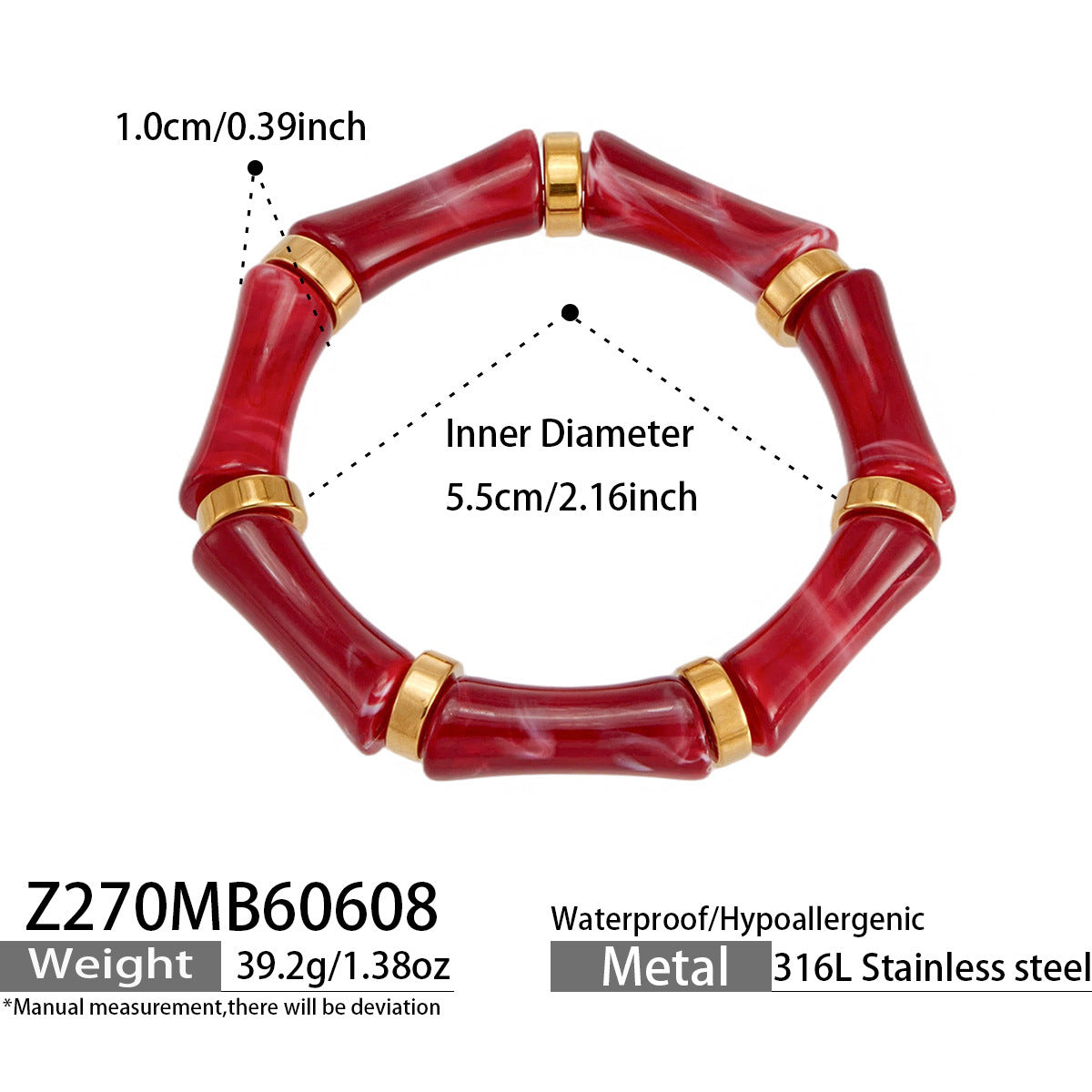 316L Stainless Steel Geometric Resin Bangle Collection made with 316L stainless steel and 18K PVD gold finish for wholesale jewelry buyers - image 19