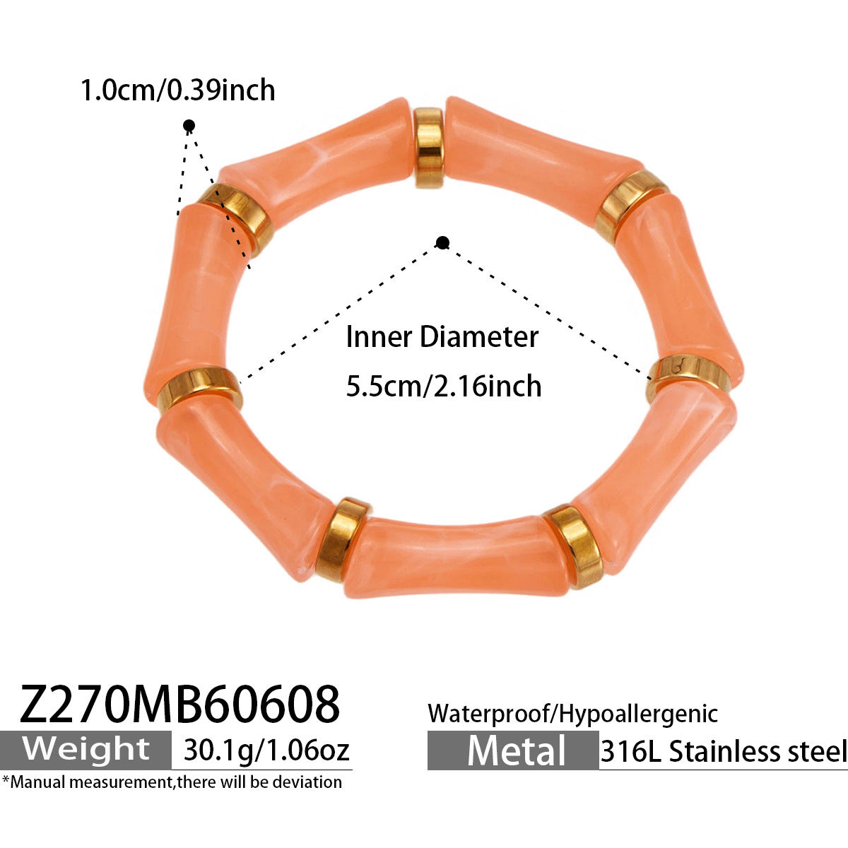316L Stainless Steel Geometric Resin Bangle Collection made with 316L stainless steel and 18K PVD gold finish for wholesale jewelry buyers - image 21