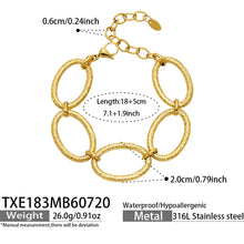 Product size and specification details for a 316L stainless steel gold chunky link bracelet