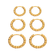 316L Stainless Steel 18K PVD Hammered Hoop Earrings | Waterproof Hypoallergenic Chunky Earrings