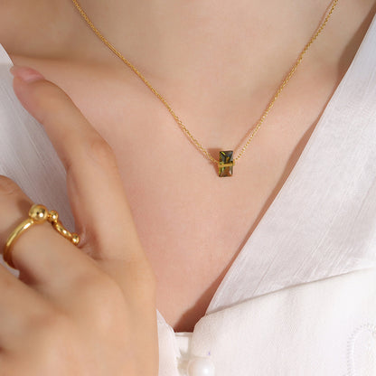 316L Stainless Steel 12-Color Crystal Rhombus Pendant Necklace - Image 10