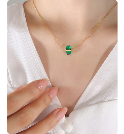 316L Stainless Steel 12-Color Crystal Rhombus Pendant Necklace - Image 11