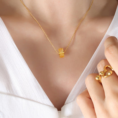 316L Stainless Steel 12-Color Crystal Rhombus Pendant Necklace - Image 12