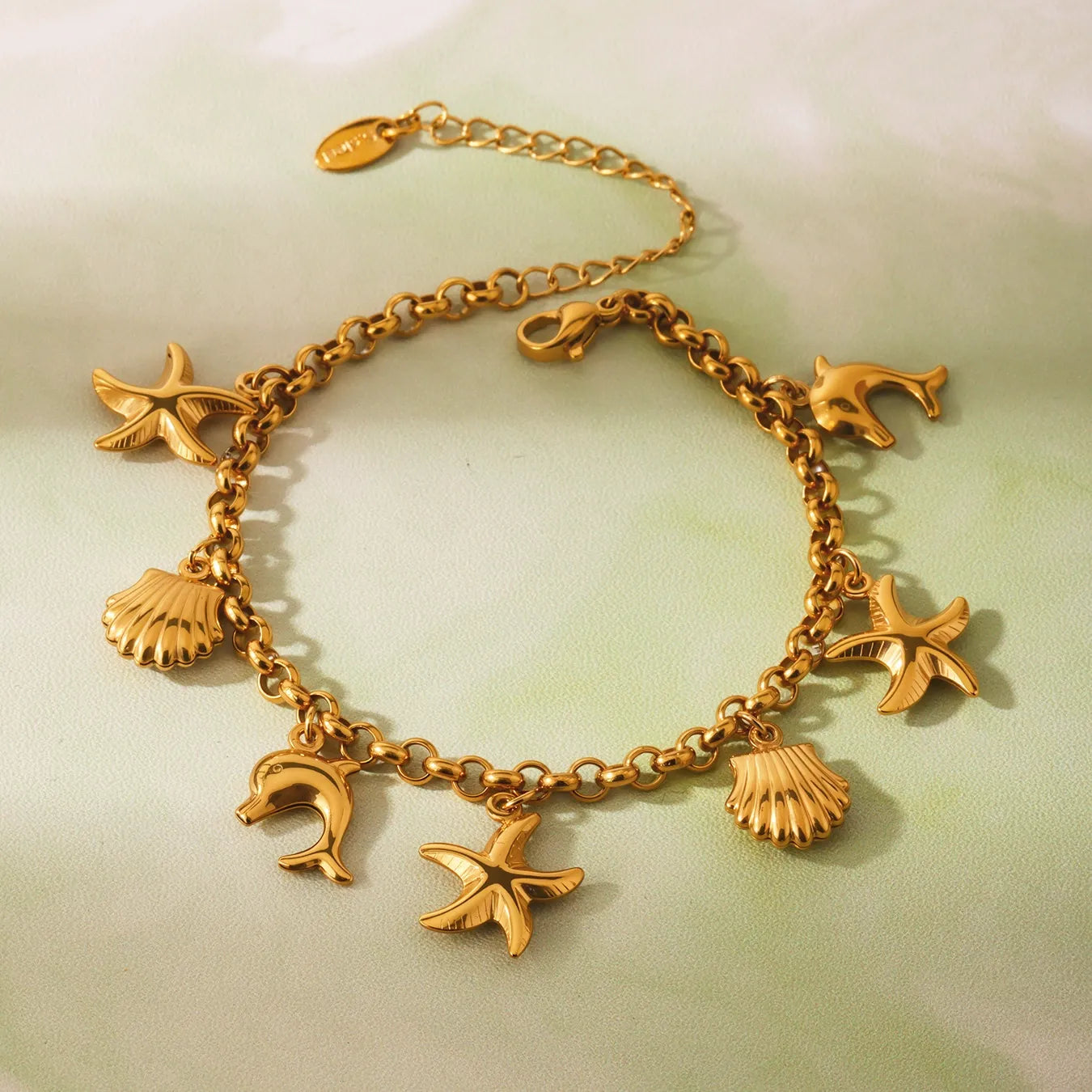 316L Stainless Steel 18K Gold Coastal Charm Bracelet - Image 2