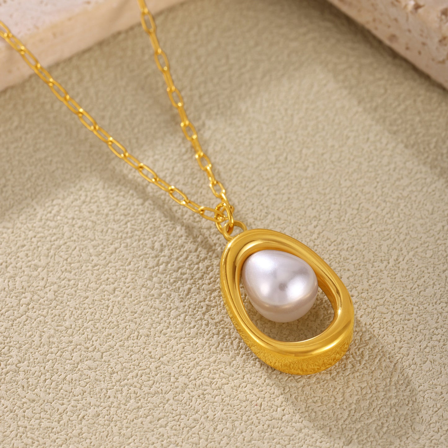 316L Stainless Steel 18K PVD Gold Ingot Pearl Necklace made with 316L stainless steel and 18K PVD gold finish for wholesale jewelry buyers - image 11