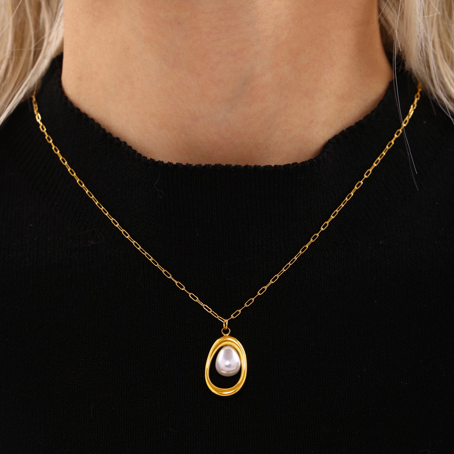 316L Stainless Steel 18K PVD Gold Ingot Pearl Necklace made with 316L stainless steel and 18K PVD gold finish for wholesale jewelry buyers - image 5
