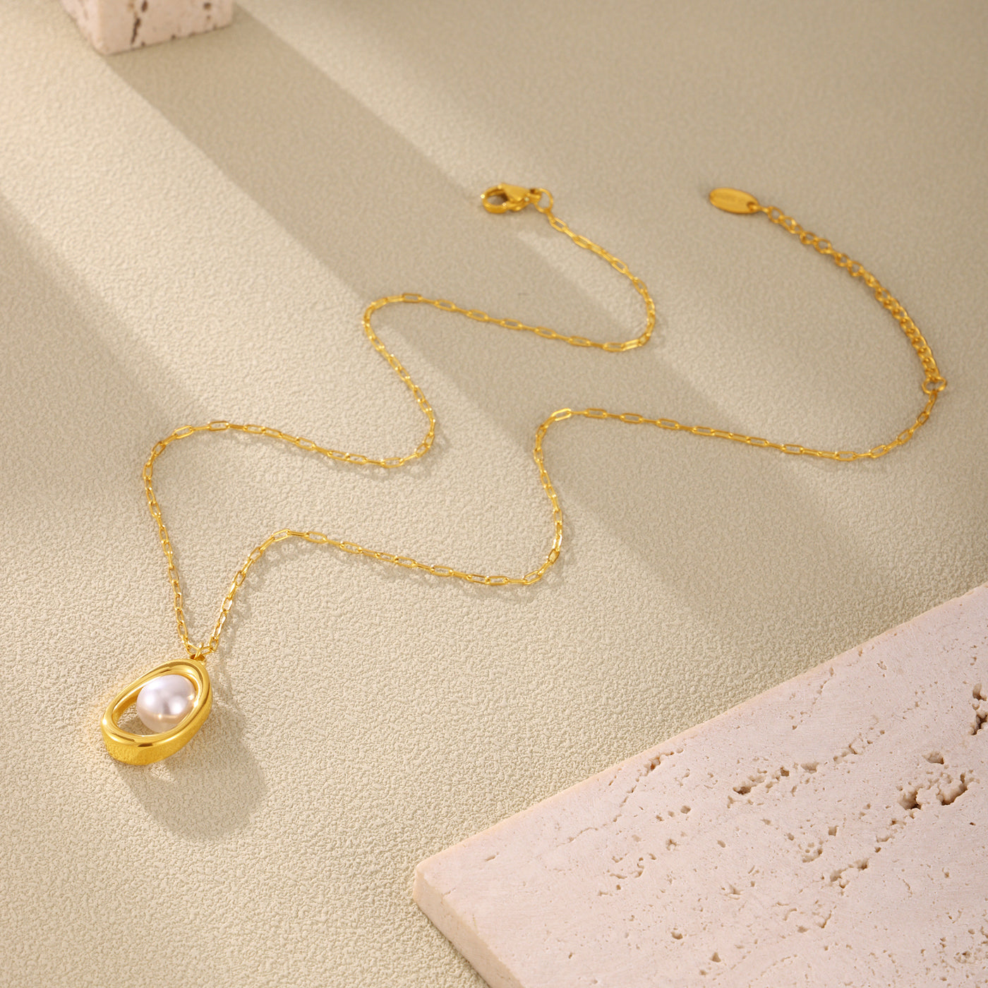 316L Stainless Steel 18K PVD Gold Ingot Pearl Necklace made with 316L stainless steel and 18K PVD gold finish for wholesale jewelry buyers - image 8