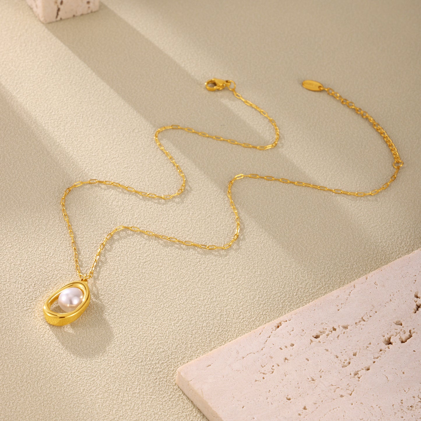 316L Stainless Steel 18K PVD Gold Ingot Pearl Necklace made with 316L stainless steel and 18K PVD gold finish for wholesale jewelry buyers - image 8