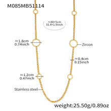 316L Stainless Steel 18K Gold Paved Zirconia Interlocking Rings Necklace - Image 1