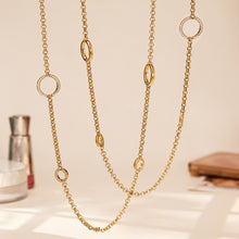 316L Stainless Steel 18K Gold Paved Zirconia Interlocking Rings Necklace - Image 2