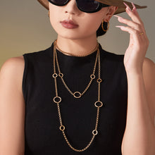316L Stainless Steel 18K Gold Paved Zirconia Interlocking Rings Necklace - Image 4