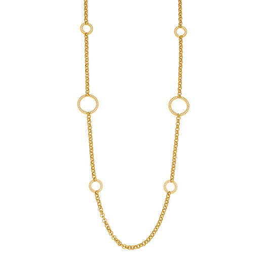 316L Stainless Steel 18K Gold Paved Zirconia Interlocking Rings Necklace - Image 5