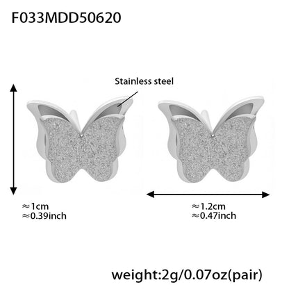 316L Stainless Steel 18K Gold Plated 3D Butterfly Necklace, Ring & Earrings Set - Image 12