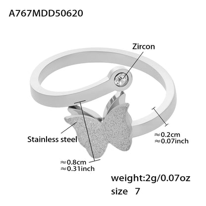 316L Stainless Steel 18K Gold Plated 3D Butterfly Necklace, Ring & Earrings Set - Image 2