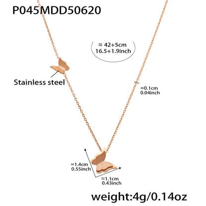316L Stainless Steel 18K Gold Plated 3D Butterfly Necklace, Ring & Earrings Set - Image 4