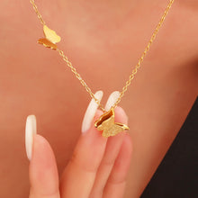 Rose gold 3D butterfly pendant and earring measurements, showing the delicate details of this hypoallergenic jewelry for sensitive skin.