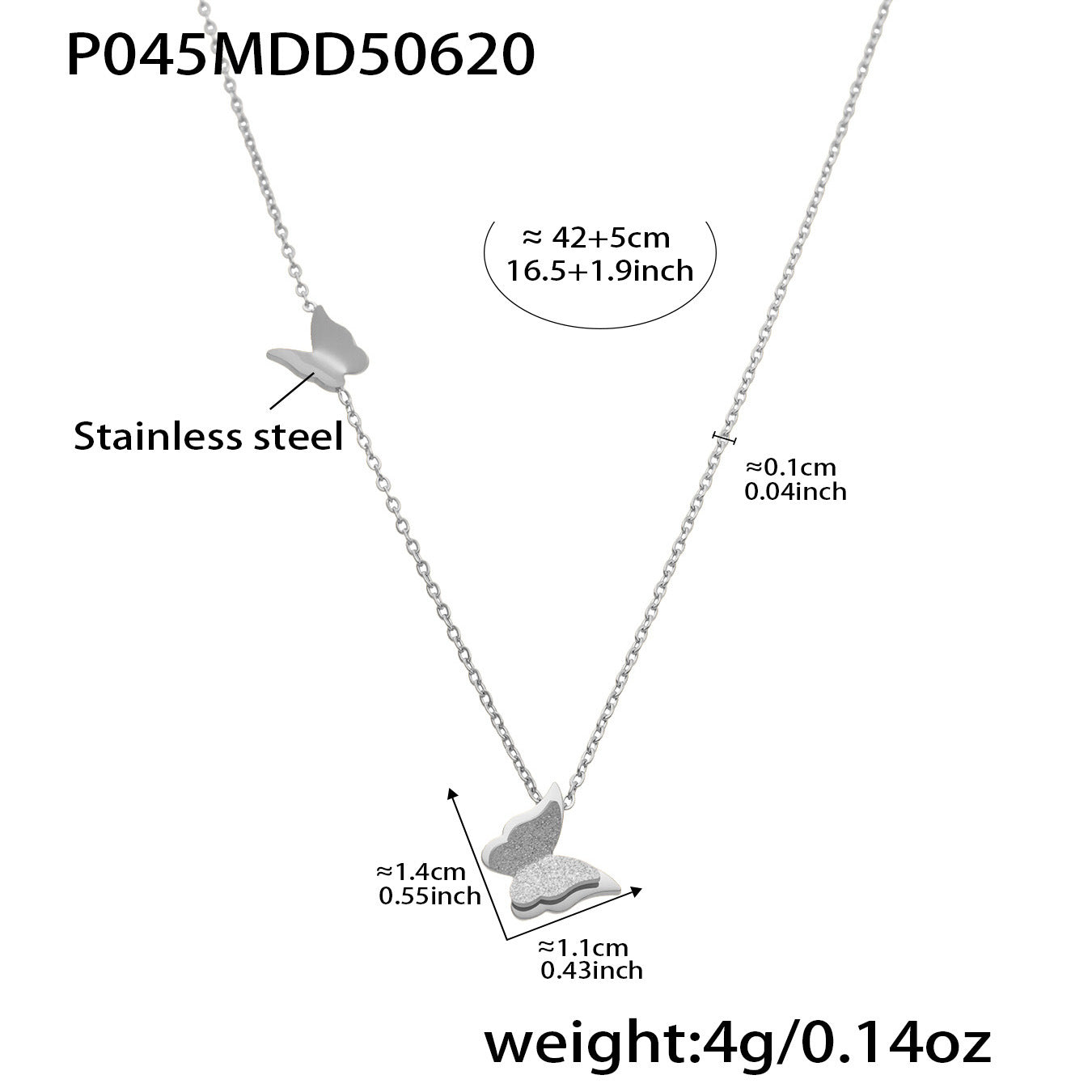 316L Stainless Steel 18K Gold Plated 3D Butterfly Necklace, Ring & Earrings Set - Image 8