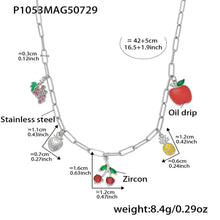 316L Stainless Steel 18K Gold Plated 5A Zircon Fruit & Heart Charm Necklace - Image 1