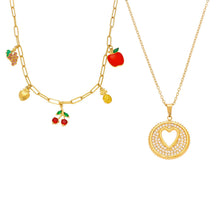 316L Stainless Steel 18K Gold Plated 5A Zircon Fruit & Heart Charm Necklace - Image 10