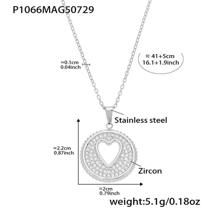 316L Stainless Steel 18K Gold Plated 5A Zircon Fruit & Heart Charm Necklace - Image 3