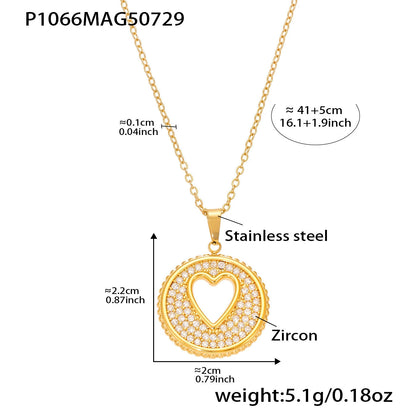 316L Stainless Steel 18K Gold Plated 5A Zircon Fruit & Heart Charm Necklace - Image 6
