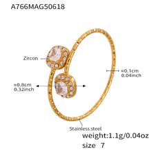 316L Stainless Steel 18K Gold Plated 5A Zircon Geometric Adjustable Ring Collection - Image 11