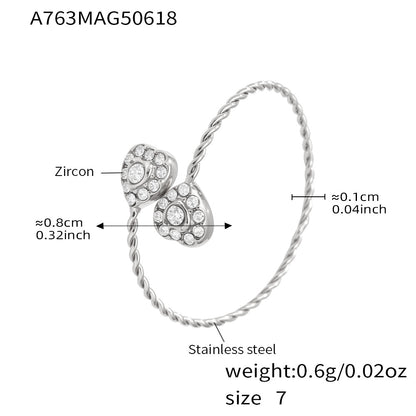 316L Stainless Steel 18K Gold Plated 5A Zircon Geometric Adjustable Ring Collection - Image 13