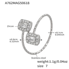 316L Stainless Steel 18K Gold Plated 5A Zircon Geometric Adjustable Ring Collection - Image 16