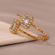 316L Stainless Steel 18K Gold Plated 5A Zircon Geometric Adjustable Ring Collection - Image 18