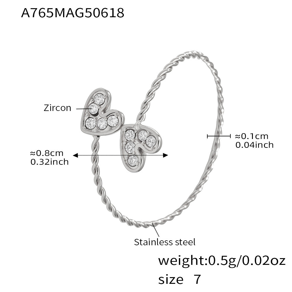 316L Stainless Steel 18K Gold Plated 5A Zircon Geometric Adjustable Ring Collection - Image 19