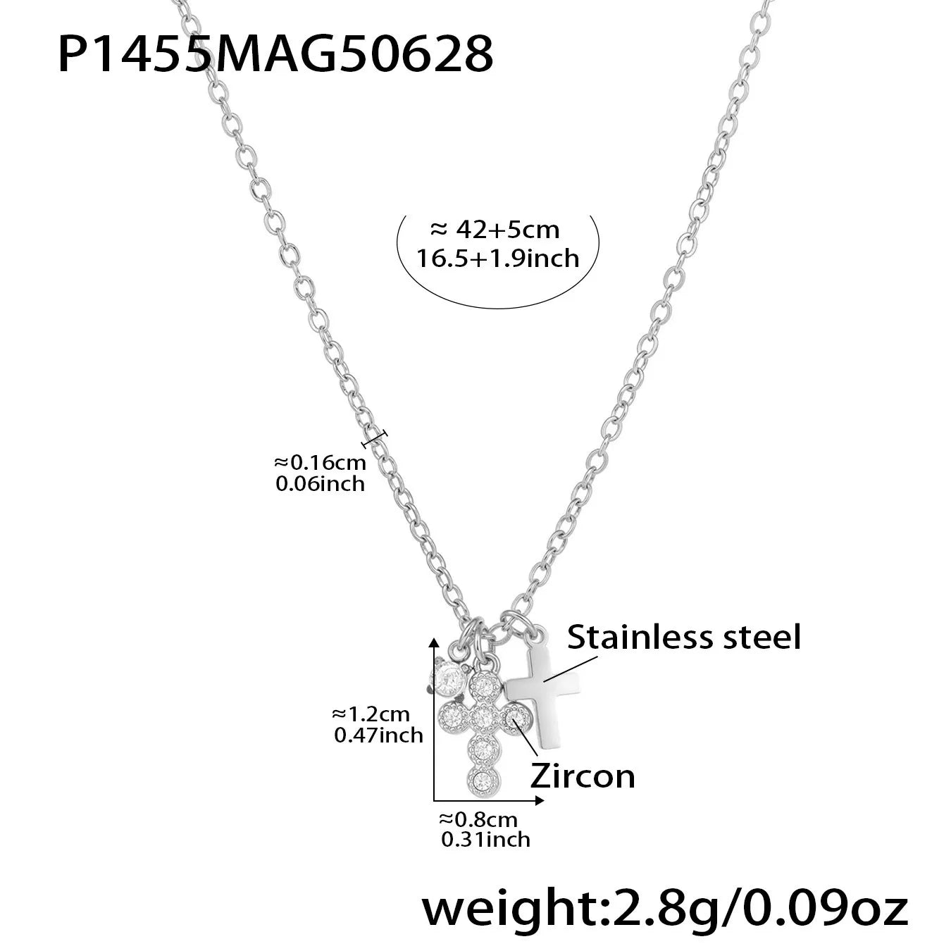 316L Stainless Steel 18K Gold Plated 5A Zirconia Cross Necklace - Image 7