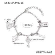 316L Stainless Steel 18K Gold Plated Adjustable Multi-Element Zircon Tag Bracelet - Image 5