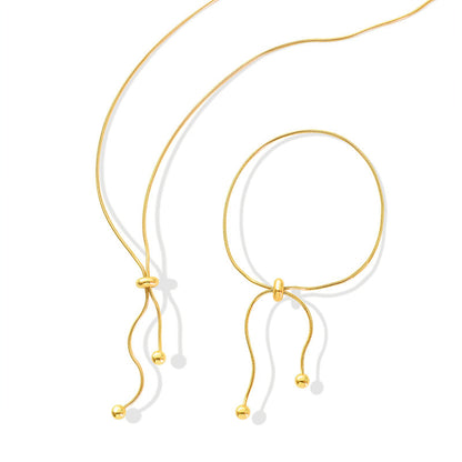 316L Stainless Steel 18K Gold Plated Adjustable Snake Chain Necklace & Bracelet - Image 11