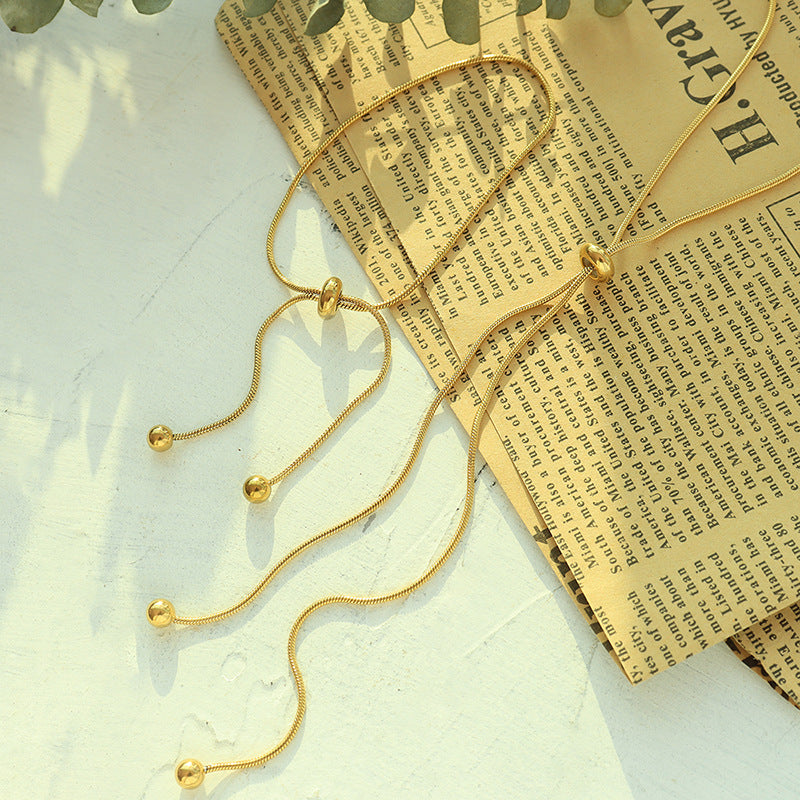 316L stainless steel 18K Gold Plated Adjustable Snake Chain Necklace & Bracelet product card view for wholesale necklace buyers
