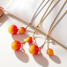 316L Stainless Steel 18K Gold Plated Adjustable Zircon Cherry Sweater Necklace - Image 2