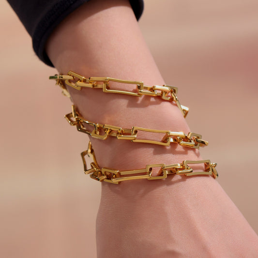 316L Stainless Steel 18K Gold Plated Bamboo Knot Chain Bracelet - Image 1