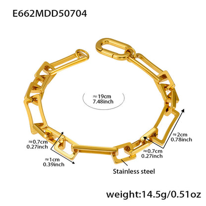 316L Stainless Steel 18K Gold Plated Bamboo Knot Chain Bracelet - Image 2