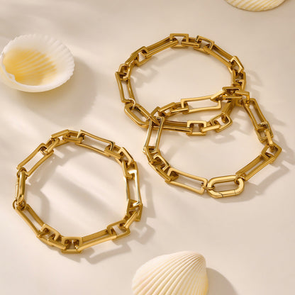 316L Stainless Steel 18K Gold Plated Bamboo Knot Chain Bracelet - Image 5