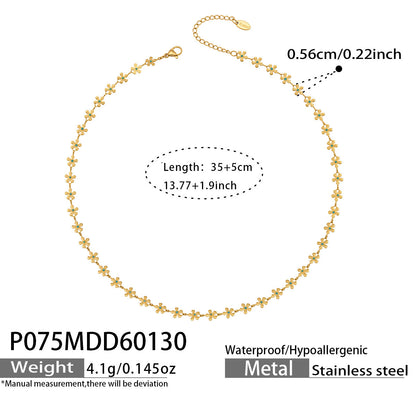 316L Stainless Steel 18K Gold Plated Blue Enamel Flower Pendant Necklace - Image 3