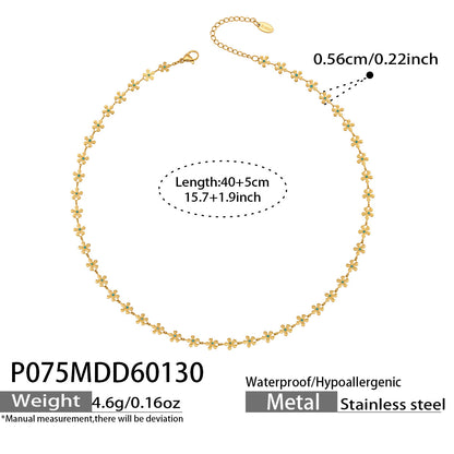 316L Stainless Steel 18K Gold Plated Blue Enamel Flower Pendant Necklace - Image 7