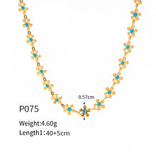 316L Stainless Steel 18K Gold Plated Blue Enamel Flower Delicate Necklace & Bracelet - Image 8