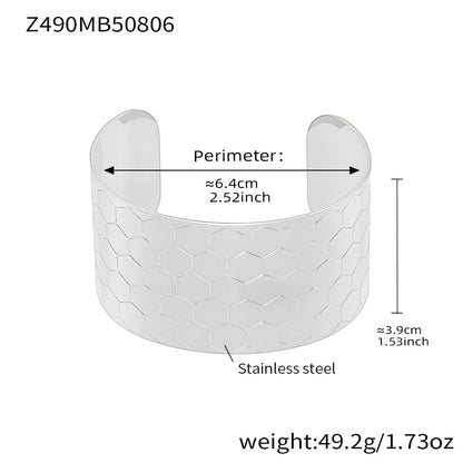 316L Stainless Steel 18K Gold Plated Bold Floral Pattern Adjustable Open Cuff Bracelet - Image 1