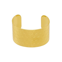 316L Stainless Steel 18K Gold Plated Bold Floral Pattern Adjustable Open Cuff Bracelet - Image 11