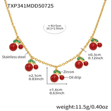 Technical dimension drawing for the 316L stainless steel cherry necklace, providing weight and size details for wholesale jewelry buyers.