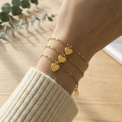 316L Stainless Steel 18K Gold Plated Chic Heart Pendant Bracelet - Image 10