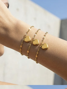 316L Stainless Steel 18K Gold Plated Chic Heart Pendant Bracelet - Image 11