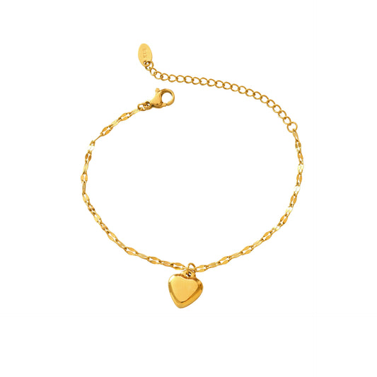 316L Stainless Steel 18K Gold Plated Chic Heart Pendant Bracelet - Image 4